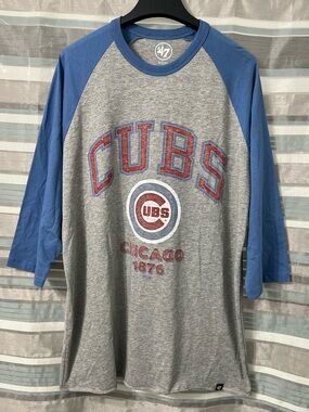 47 Brand Chicago Cubs Gray & Royal 1876 Inaugural Season Raglan 3/4-Sleeve Shirt